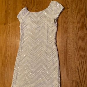White Chevron and Small Sequin Dress